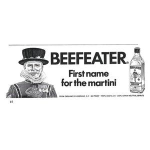 Beefeater Martini England Dry Gin 1960s Vintage Print Ad 6 x 2 inch